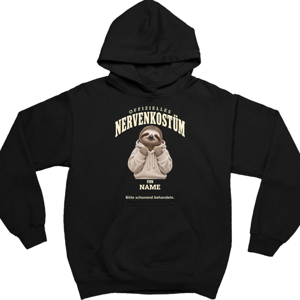 Schwarzer Nervenkostüm Hoodie mit personalisiertem Tiermotiv