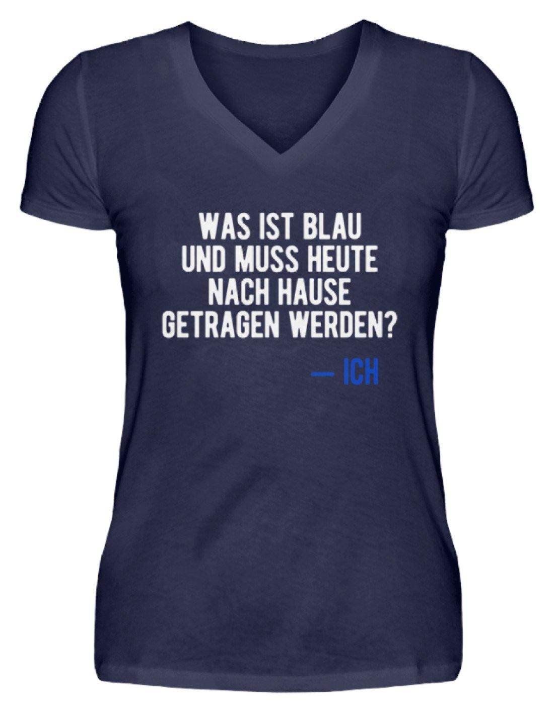 Was ist Blau? Ich - Words on Shirt - V-Neck Damenshirt