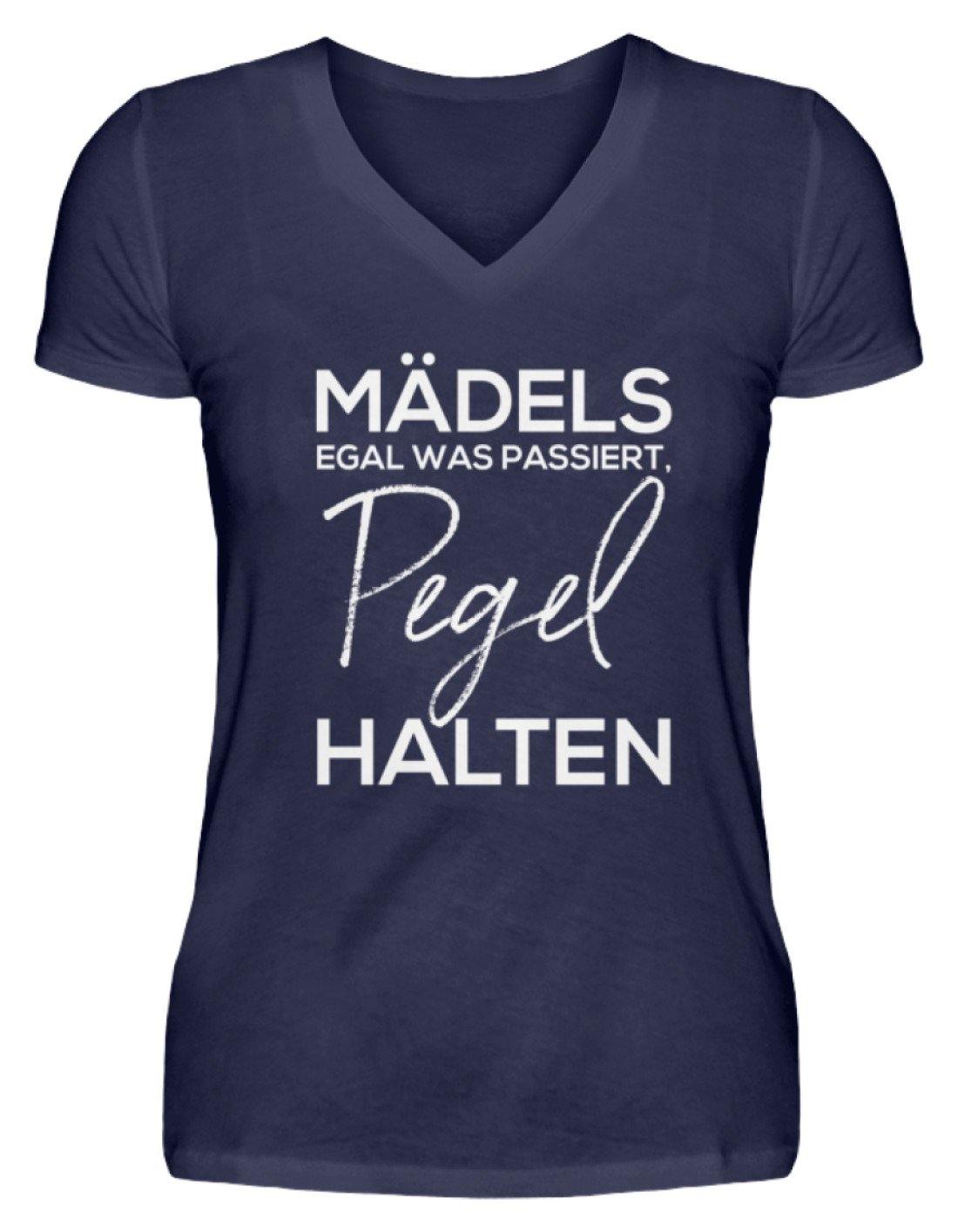 Mädels, Pegel halten. - V-Neck Damenshirt