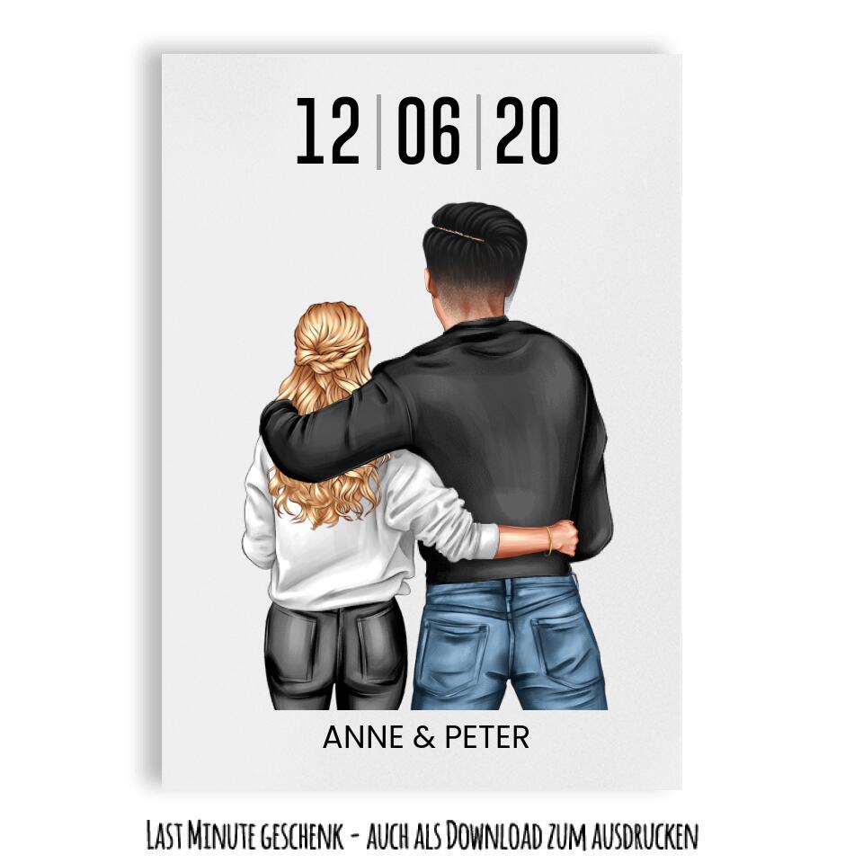 Paar mit Name und Datum | Geschenk Jahrestag & Valentinstag | Poster