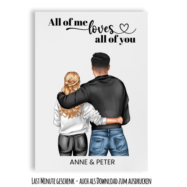 Paar mit Name und Spruch | Geschenk Jahrestag & Valentinstag | Poster
