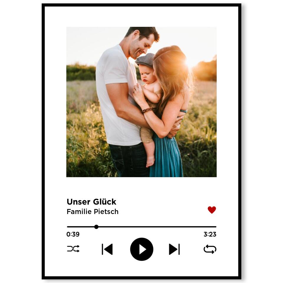 Musik-Player | personalisierbares Poster mit Songtitel & Band | Familienposter Geschenk für Paare, Familie, Jahrestag, Valentinstag