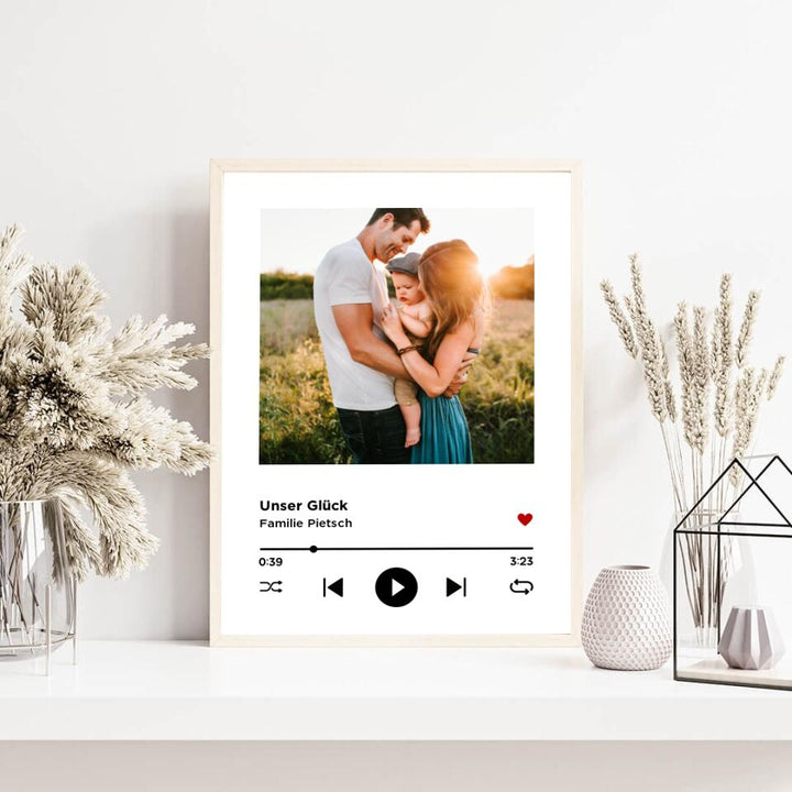 Musik-Player | personalisierbares Poster mit Songtitel & Band | Familienposter Geschenk für Paare, Familie, Jahrestag, Valentinstag