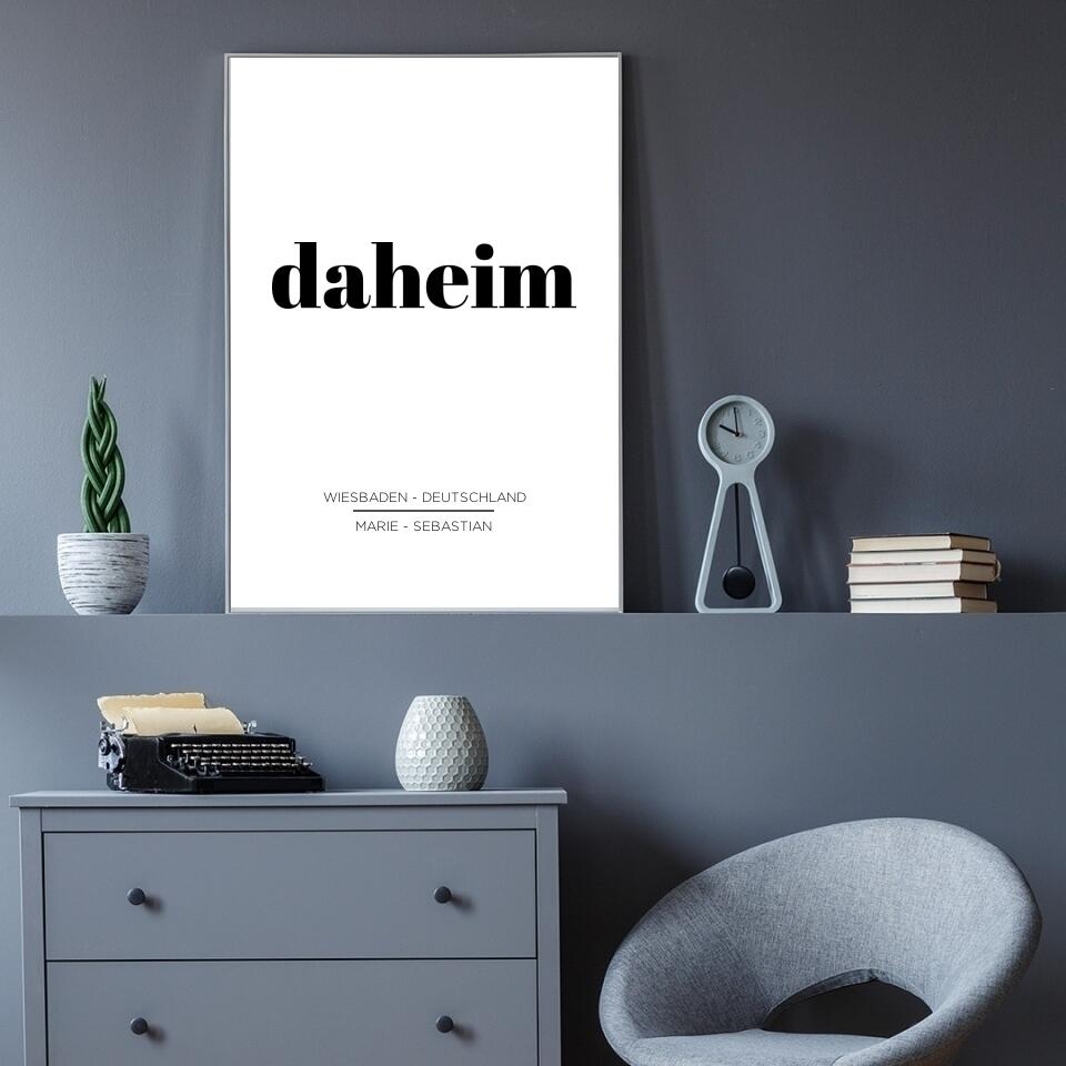 DAHEIM | personalisierbares Poster mit Namen, Stadt & Land | Familienposter Geschenk für Paare, Familie, Jahrestag, Valentinstag