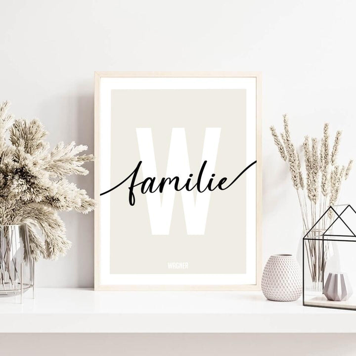 Familienposter Familie | personalisierbares Poster mit Name & Buchstabe | Geschenk für Paare, Familie, Jahrestag, Valentinstag
