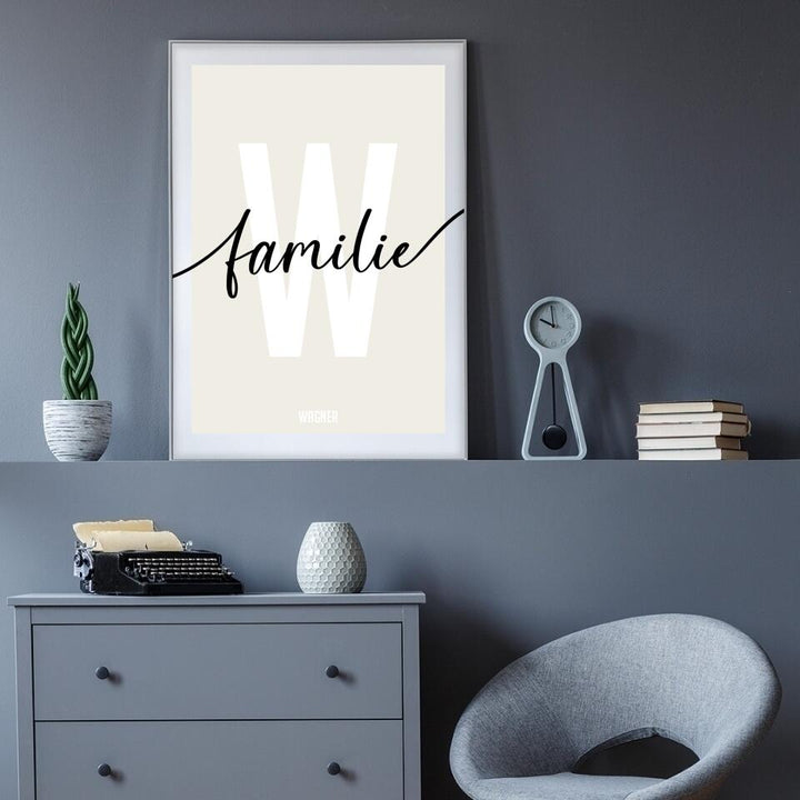 Familienposter Familie | personalisierbares Poster mit Name & Buchstabe | Geschenk für Paare, Familie, Jahrestag, Valentinstag