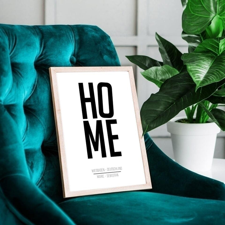 Familienposter HOME | personalisierbares Poster mit Namen, Stadt & Land | Geschenk für Paare, Familie, Jahrestag, Valentinstag, Hausbau & Richtfest