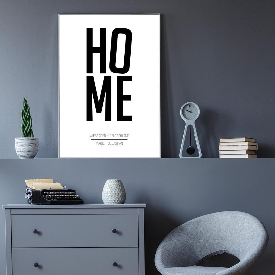 Familienposter HOME | personalisierbares Poster mit Namen, Stadt & Land | Geschenk für Paare, Familie, Jahrestag, Valentinstag, Hausbau & Richtfest