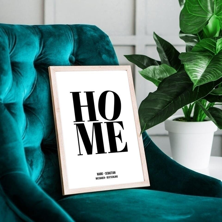 Familienposter HOME | personalisierbares Poster mit Namen, Stadt & Land | Geschenk für Paare, Familie, Jahrestag, Valentinstag, Hausbau & Richtfest
