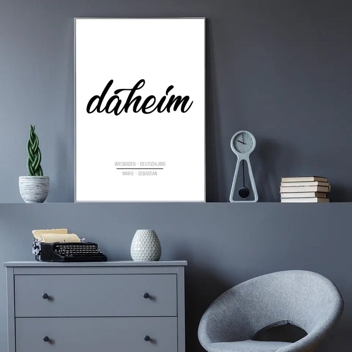 DAHEIM | personalisierbares Poster mit Namen, Stadt & Land | Familienposter Geschenk für Paare, Familie, Jahrestag, Valentinstag