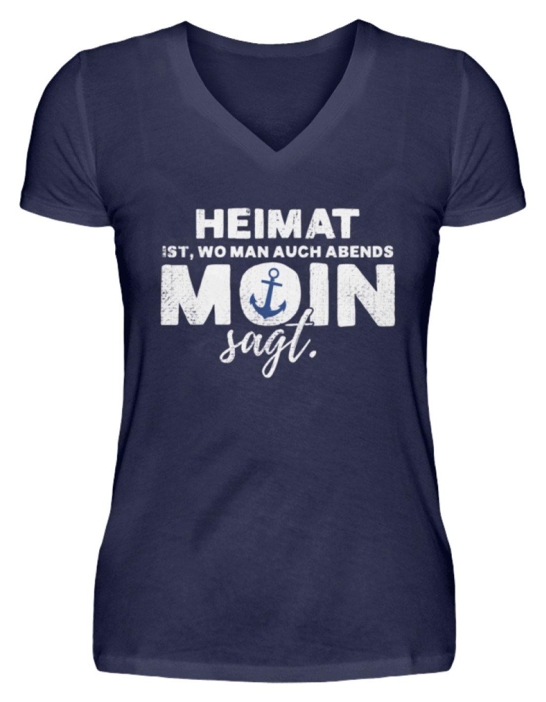 Abends Moin sagt 2 - Norddeutsch - V-Neck Damenshirt