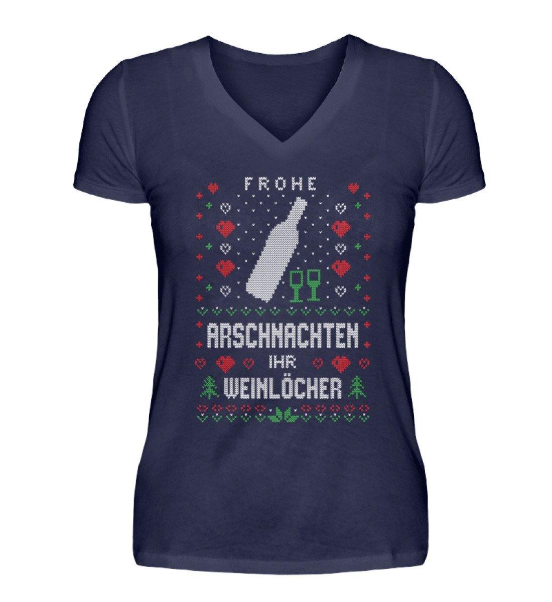 Frohe Arschnachten - Weinlöcher 2020 - V-Neck Damenshirt