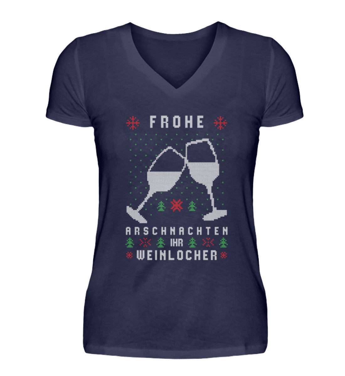 Frohe Arschnachten - Weinlöcher 2021 - V-Neck Damenshirt