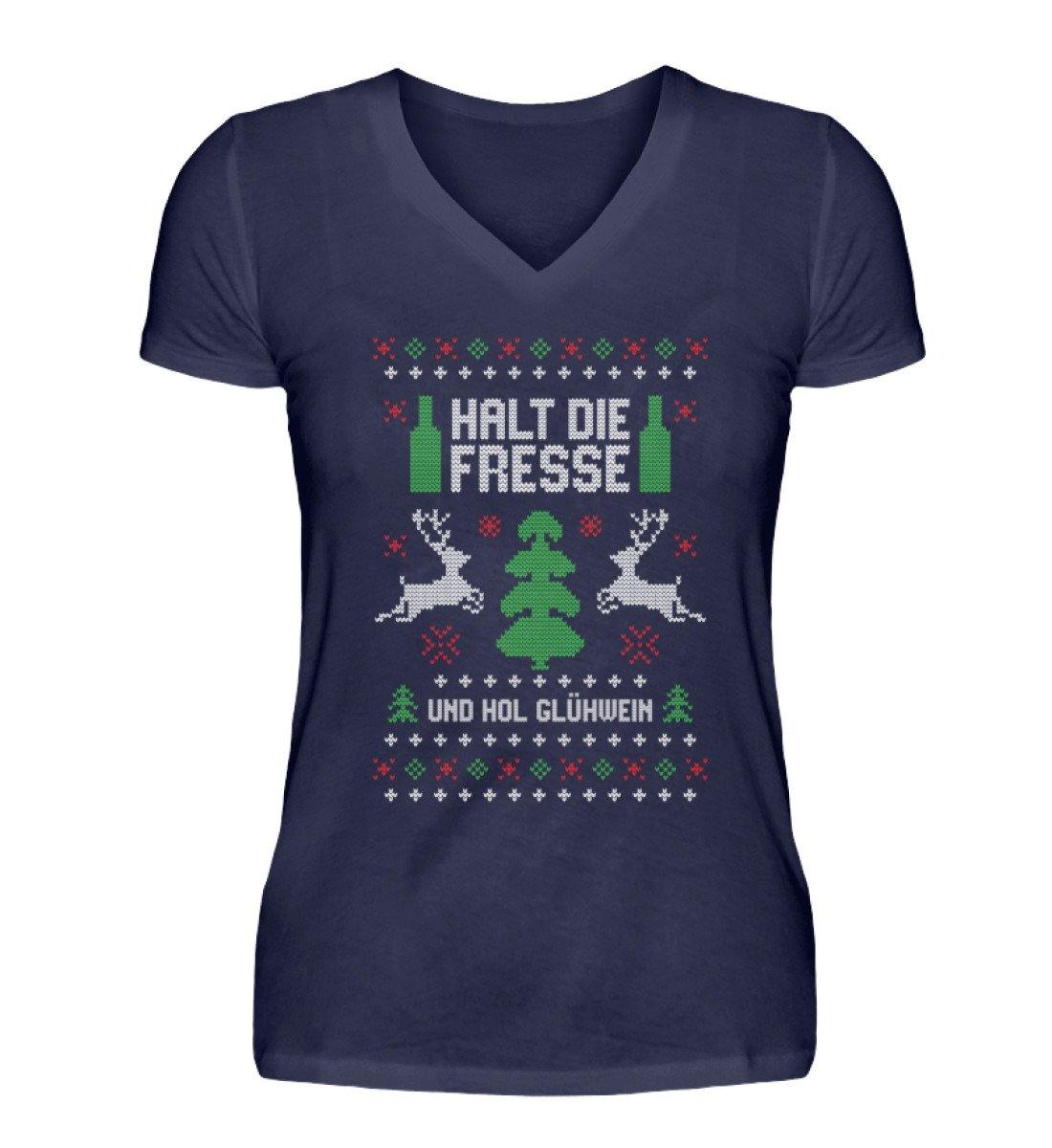 Halt die Fresse - und hol Glühwein - V-Neck Damenshirt