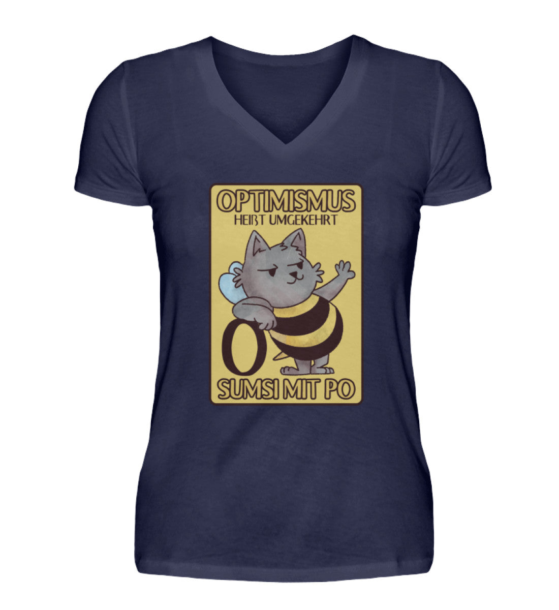 Optimismus heißt umgekehrt Sumsi mit Po - V-Neck Damenshirt