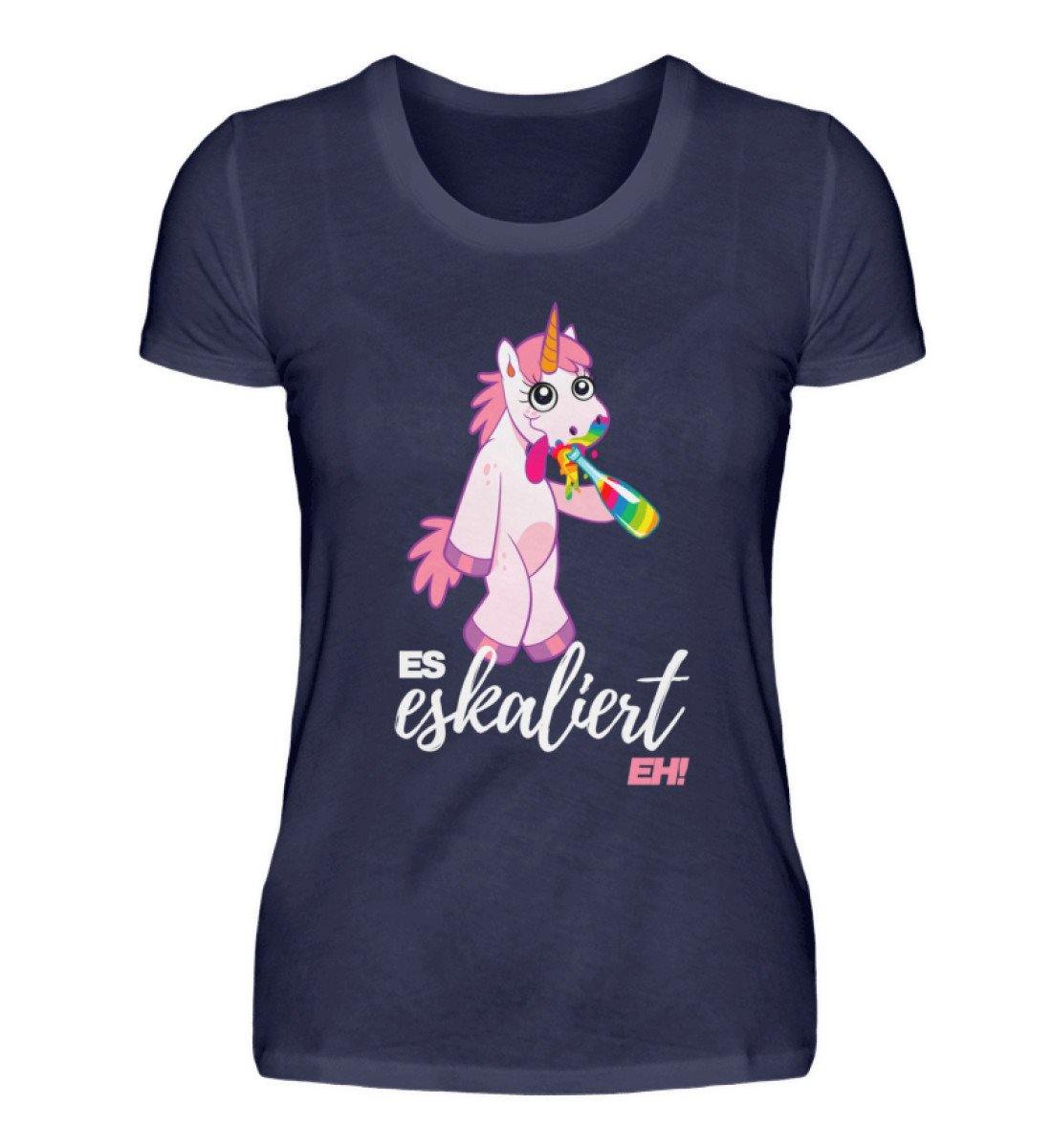 Einhorn - Es eskaliert eh. - Damenshirt