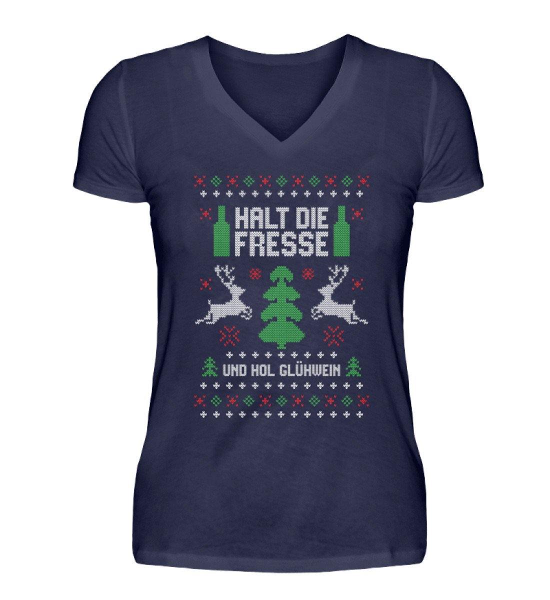 Halt die Fresse - und hol Glühwein - V-Neck Damenshirt