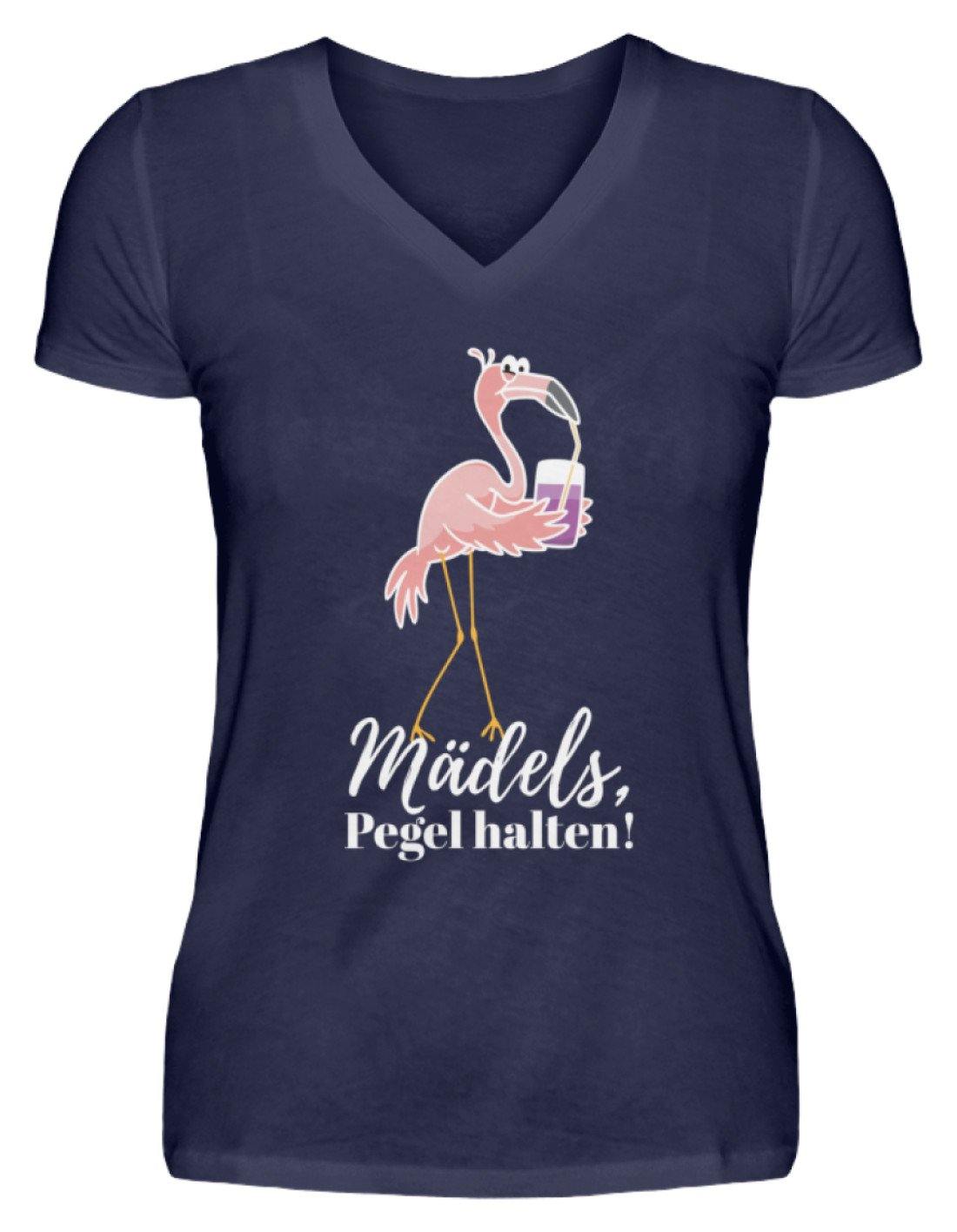 Mädels Pegel halten - Flamingo - V-Neck Damenshirt