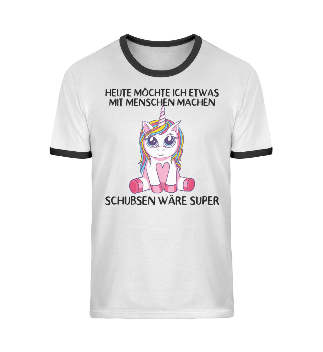 Etwas mit Menschen machen - Einhorn TF - Unisex Organic Ringer T-Shirt