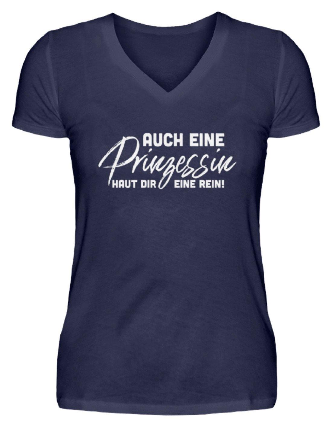 Auch eine Prinzessin haut dir eine rein. - Words on Shirt - V-Neck Damenshirt
