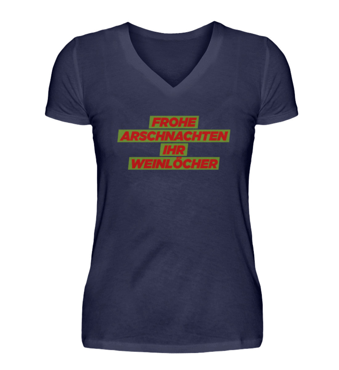 Frohe Arschnachten - Weinlöcher - V-Neck Damenshirt