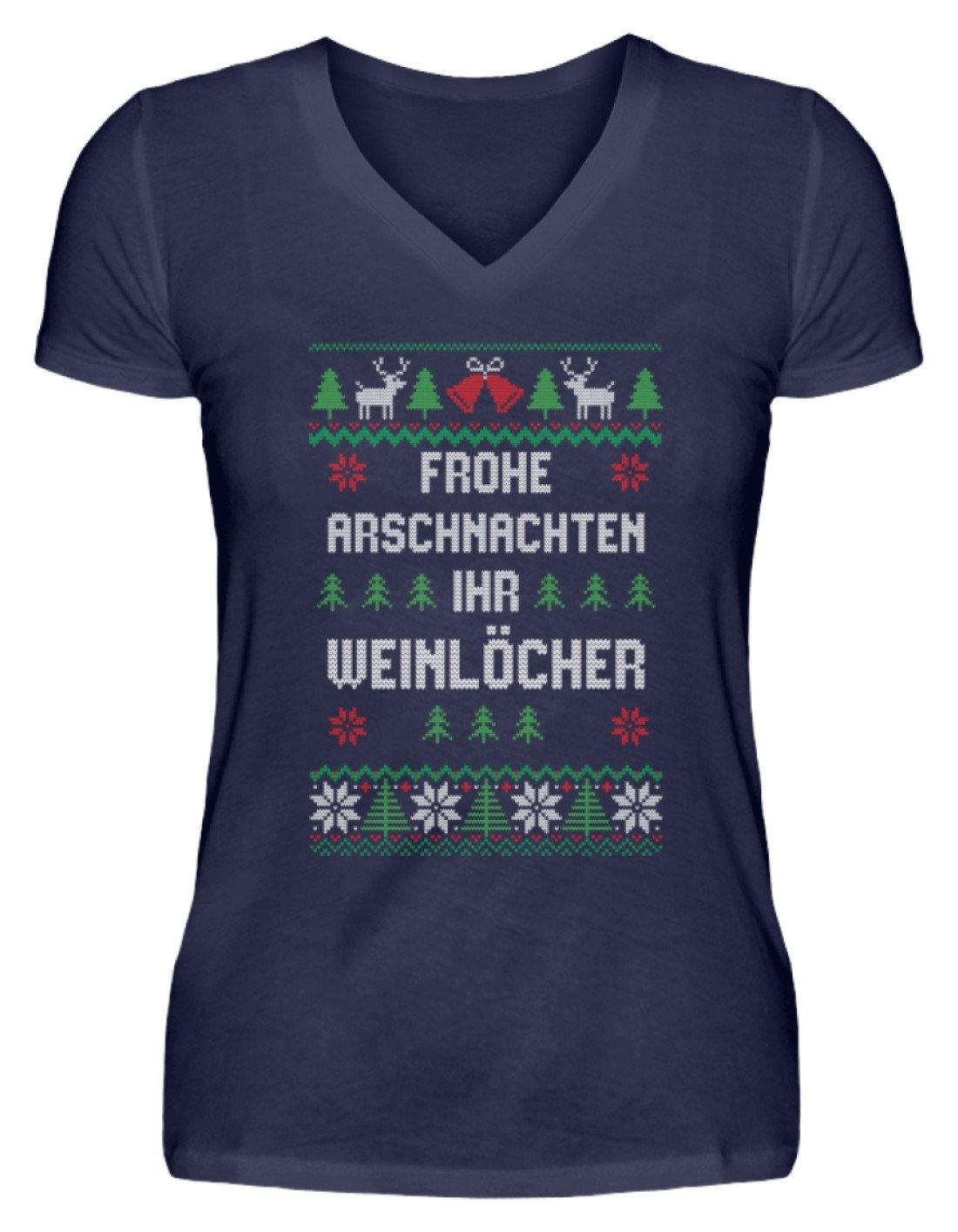 Frohe Arschnachten - Words on Shirts - V-Neck Damenshirt