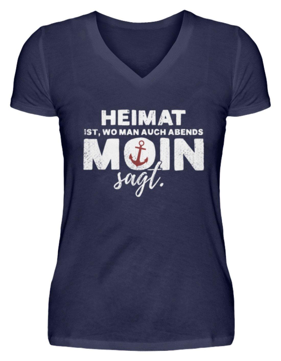 Abends Moin sagt - Norddeutsch - V-Neck Damenshirt
