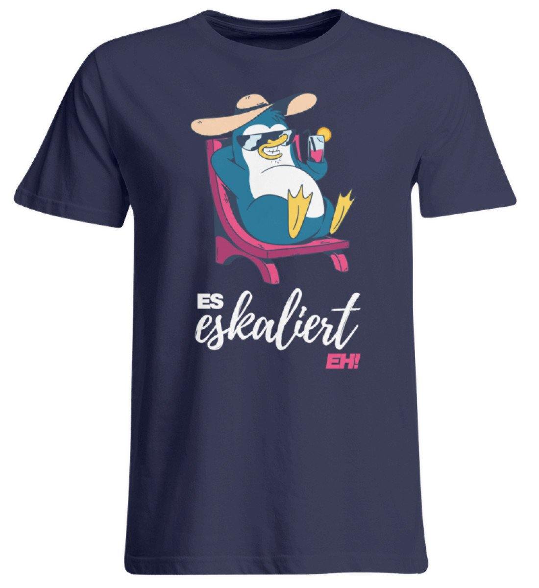 Es eskaliert eh - Pinguin - Words on Shirts - Übergrößenshirt