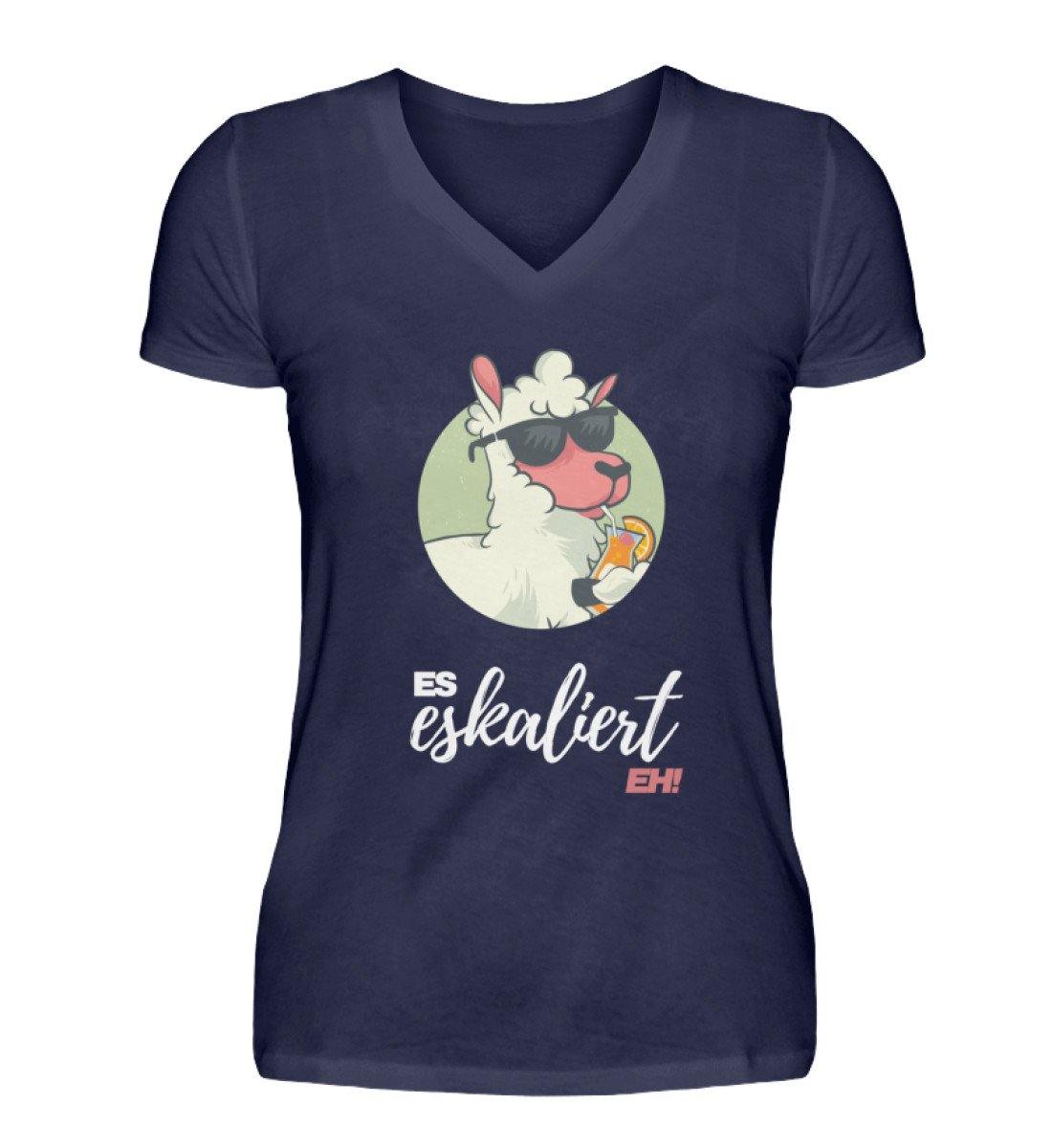 Es eskaliert eh - Lama Words on Shirts - V-Neck Damenshirt