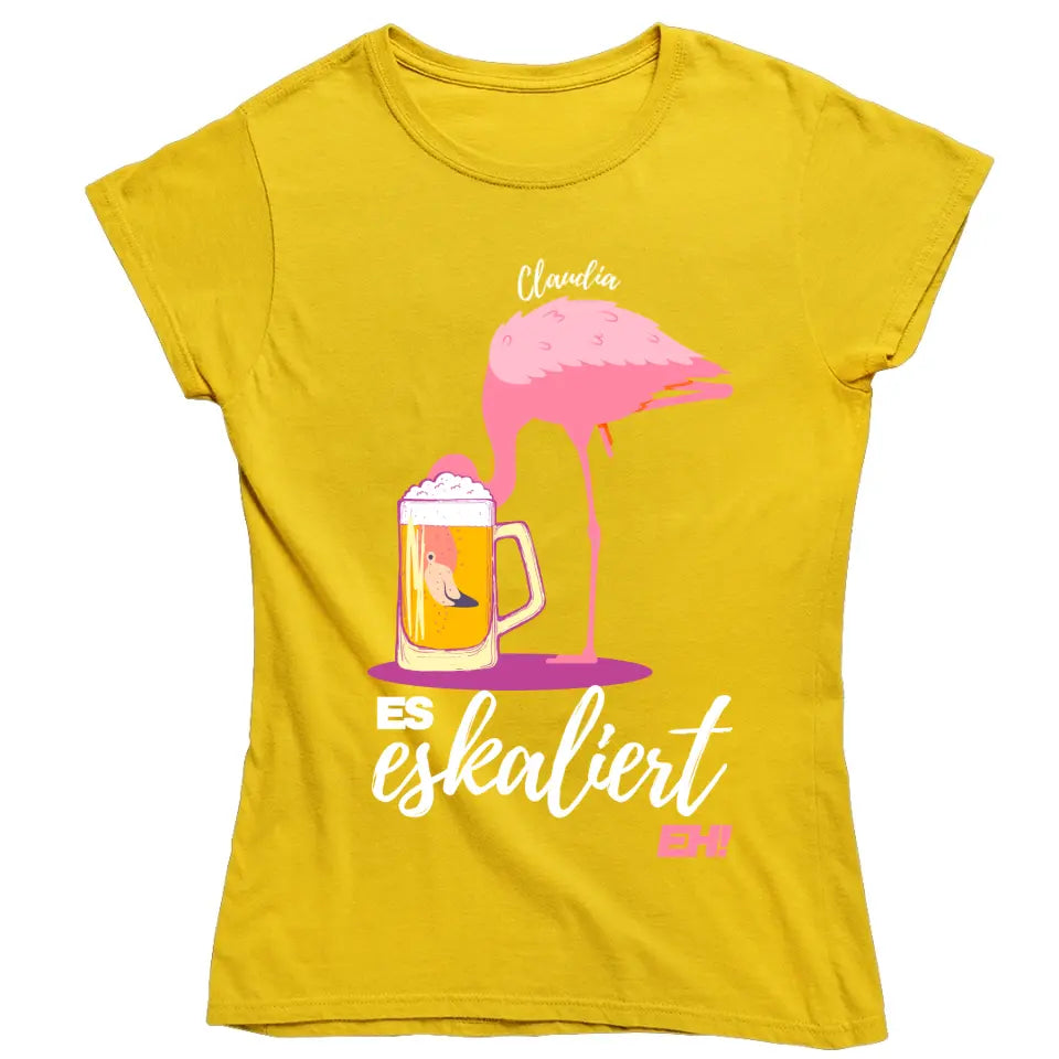 Es Eskaliert Eh - Party Flamingo Shirt mit Deinem Namen | Party T-Shirt Personalisierbar - Malle Mallorca Shirt