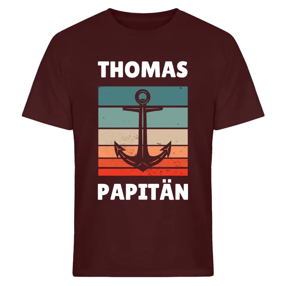 Papitän - Vatertagsgeschenk - Papa Spruch - Vater T-Shirt - personalisierbar mit Name