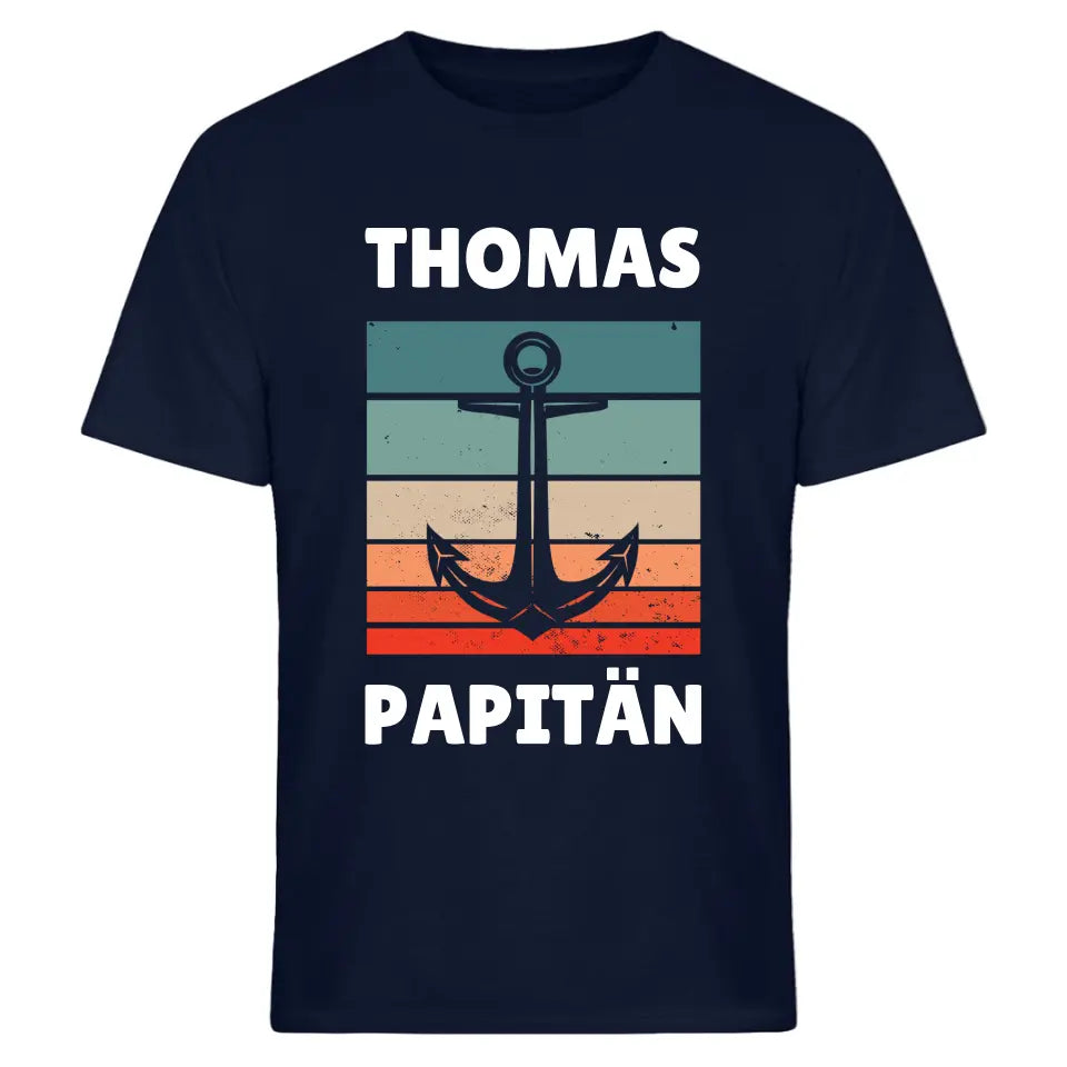 Papitän - Vatertagsgeschenk - Papa Spruch - Vater T-Shirt - personalisierbar mit Name