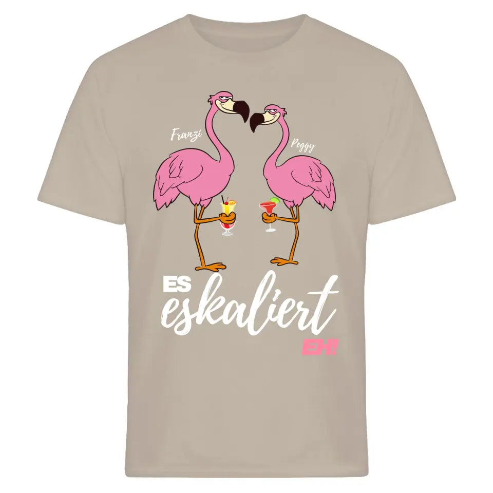 Es Eskaliert Eh - Party Name/Wunschname - Flamingo Shirt mit Deinem Namen - Party T-Shirt Individualisierbar/Personalisierbar