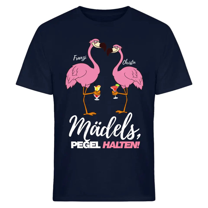 PARTY NAME/WUNSCHNAME | MÄDELS PEGEL HALTEN | FLAMINGO SHIRT MIT DEINEM NAMEN | PARTY T-SHIRT INDIVIDUALISIERBAR/PERSONALISIERBAR - SH