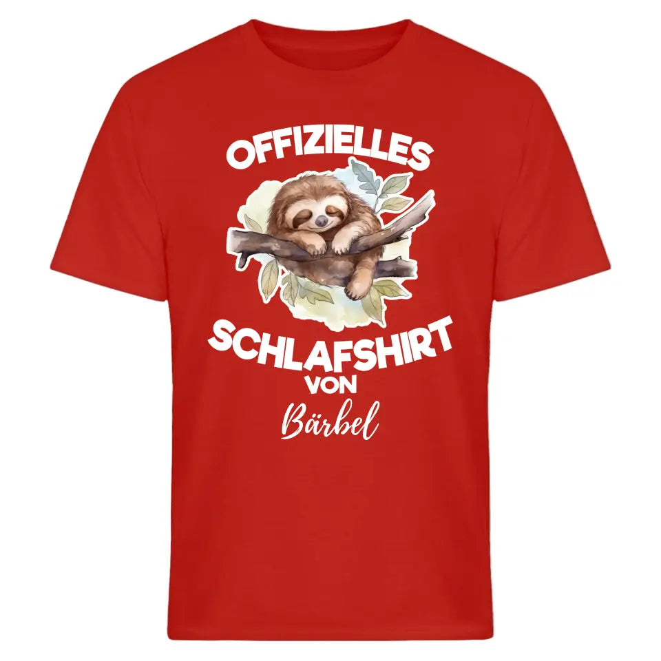 Offizielles Schlafshirt von ... - T-Shirt mit deinem Namen - personalisierbar - Damen, Herren & Kinder - mit Name - Faultier, Panda, Katze & Hund - Aquarell Wasserfarben Motive - Words on Shirts