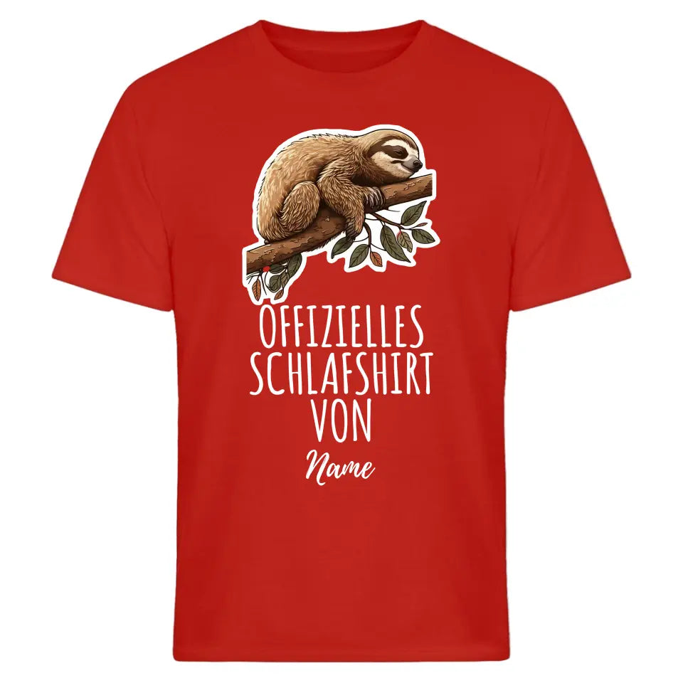Personalisiertes offizielles Schlafshirt - Wähle dein Motiv: Faultier, Panda, Katze, Hund - Für Damen, Herren & Kinder- Words on Shirts
