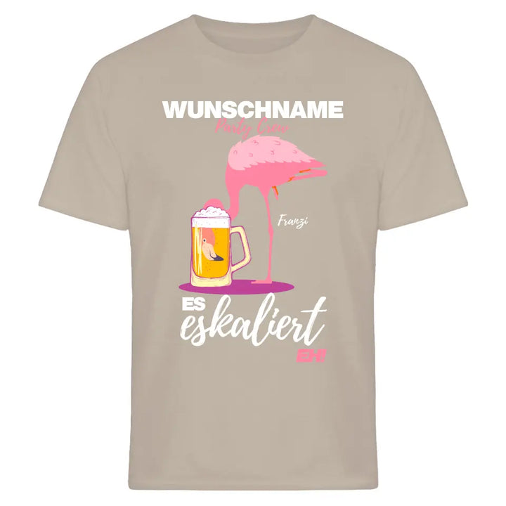 Es Eskaliert Eh - Party Crew Name/Wunschname Flamingo Shirt mit Deinem Namen - Party T-Shirt Individualisierbar/Personalisierbar