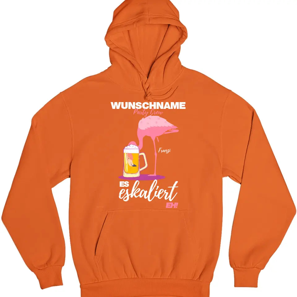 Es Eskaliert Eh - Party Crew Name/Wunschname Flamingo Shirt mit Deinem Namen - Party T-Shirt Individualisierbar/Personalisierbar