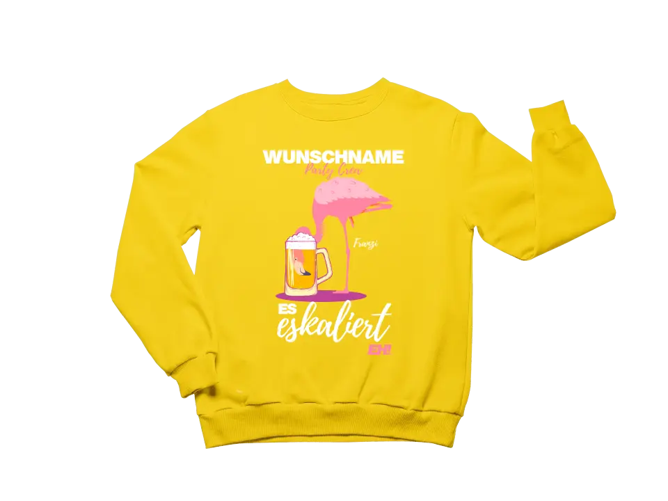 Es Eskaliert Eh - Party Crew Name/Wunschname Flamingo Shirt mit Deinem Namen - Party T-Shirt Individualisierbar/Personalisierbar