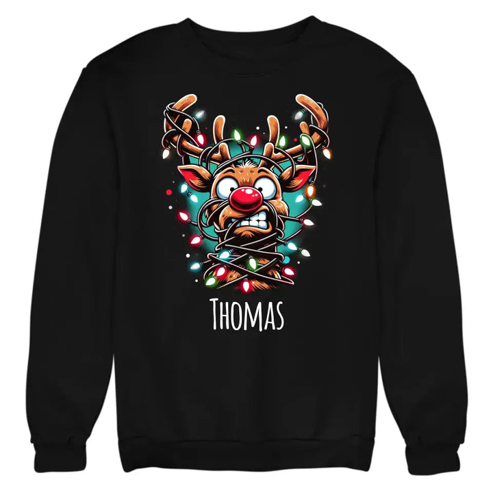 Rentier, Elfen & Weihnachtsmann - T-Shirt - Pullover für Weihnachten - für Familien, Freunde & Kollegen - personalisierbar mit Name