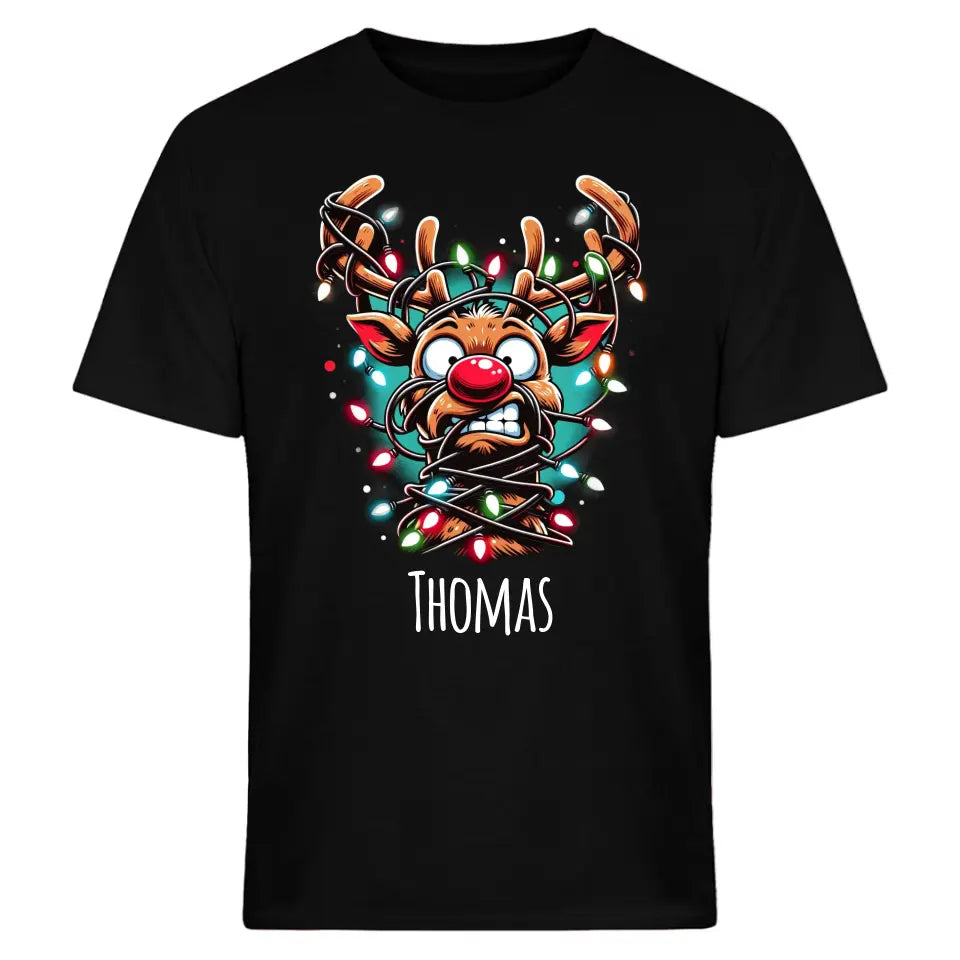 Rentier, Elfen & Weihnachtsmann - T-Shirt - Pullover für Weihnachten - für Familien, Freunde & Kollegen - personalisierbar mit Name