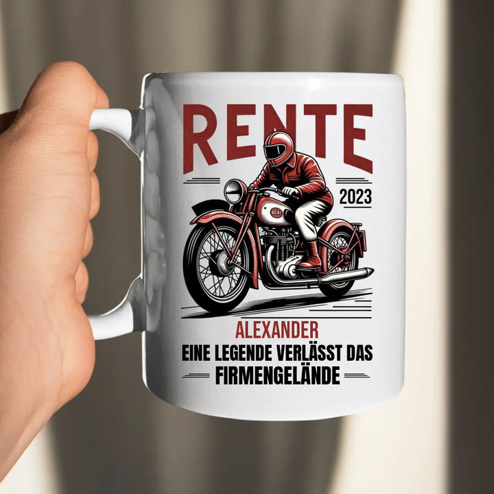 Rente - Eine Legende verlässt das Gelände - Motorad - mit Name und Jahr personalisierbar - Tasse