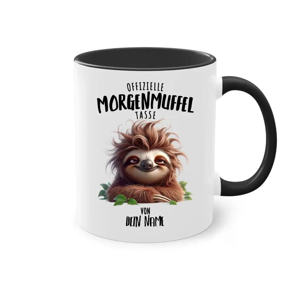 Offizielle Morgenmuffel Tasse - personalisierbare Tasse mit Name - Faultier, Einhorn, Pinguin, Bär