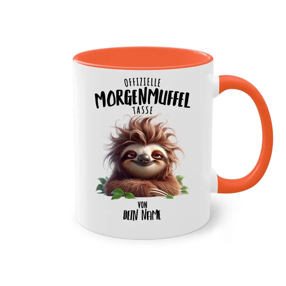 Offizielle Morgenmuffel Tasse - personalisierbare Tasse mit Name - Faultier, Einhorn, Pinguin, Bär