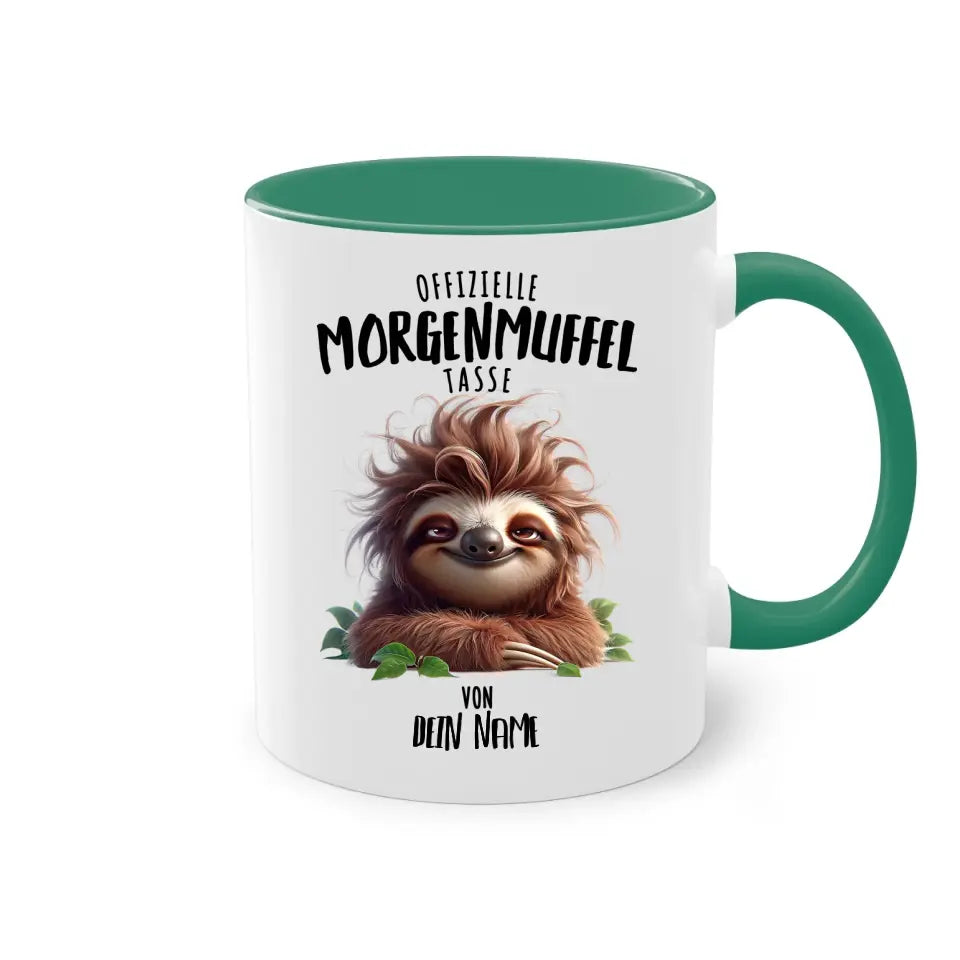 Offizielle Morgenmuffel Tasse - personalisierbare Tasse mit Name - Faultier, Einhorn, Pinguin, Bär