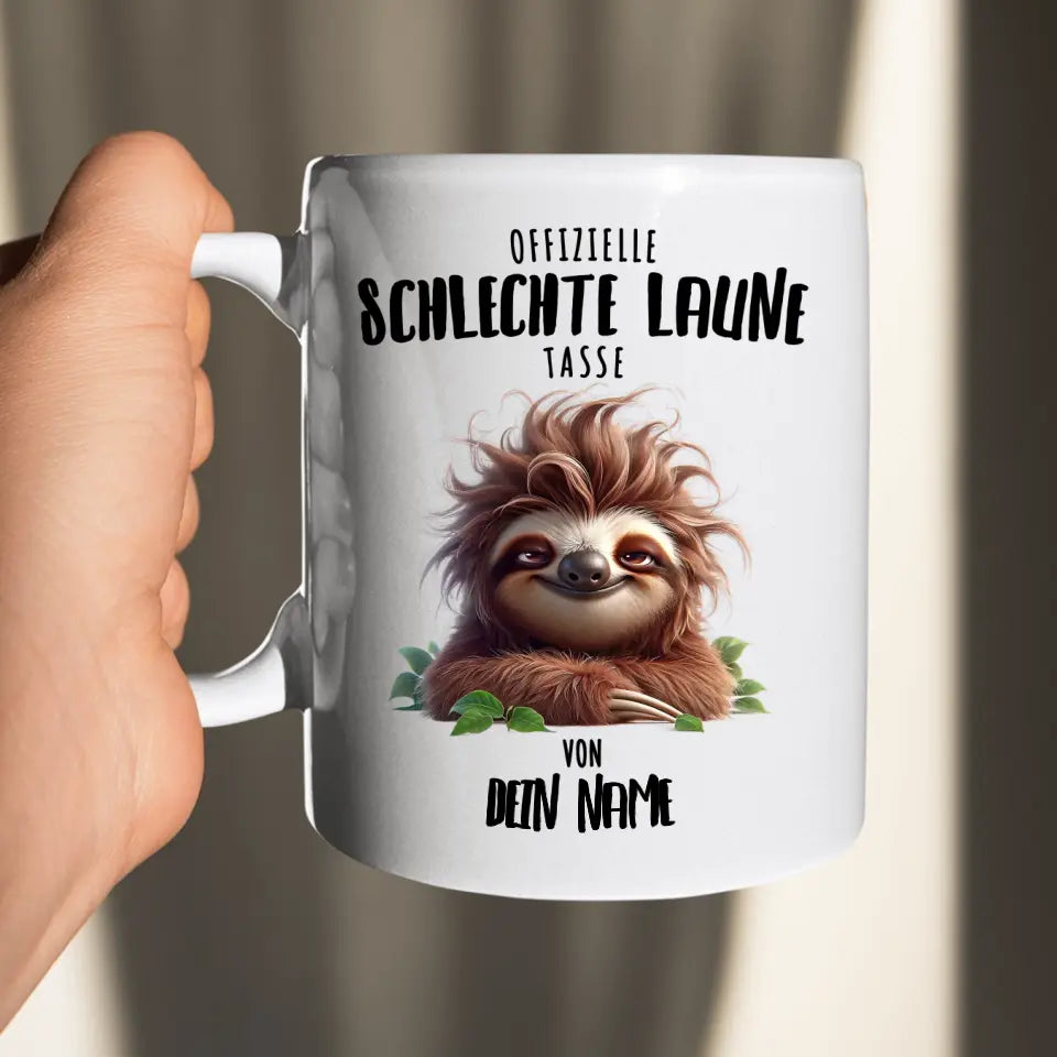 Offizielle schlechte Laune Tasse - personalisierbare Tasse mit Name - Faultier, Einhorn, Pinguin, Bär - Words on Shirts