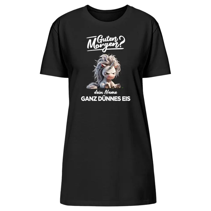 Guten Morgen - Ganz dünnes Eis - T-Shirt - Hoodie - Nachthemd - personalisierbare Tasse mit Name - Faultier, Einhorn, Pinguin, Bär