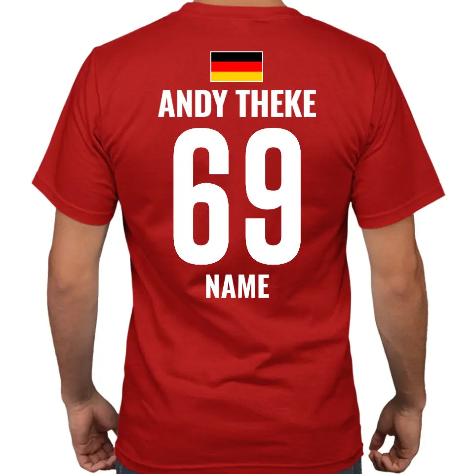 Sauf Trikots Deutschland - Jetzt erstellen mit deiner Rückennummer und witzigen Sauf Trikot Namen - personalisierbares Malle T-Shirt - Words on Shirts