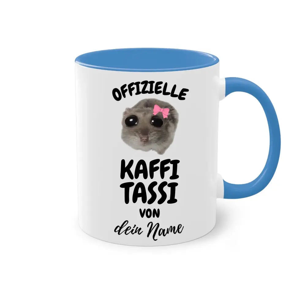 Offizielle Kaffi Tassi - personalisierbar mit Name - Sad Hamster Hamsti Design