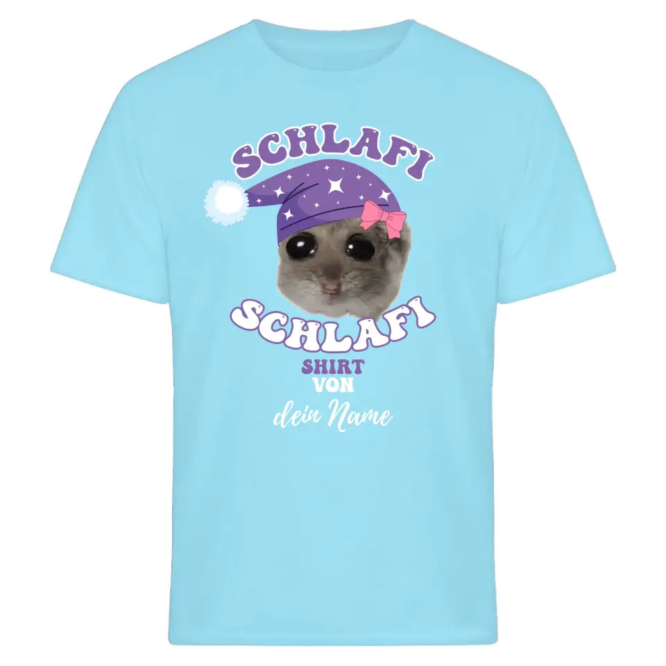 Schlafi Schlafi Shirt - personalisierbar mit deinem Namen - Damen, Herren - Nachthemd - Sad Hamster - Hamsti